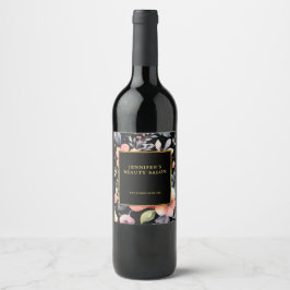 Rótulo De Garrafa De Cerveja Elegante de flores aquáticas, preto-e-ouro