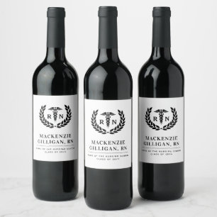 Rótulo De Garrafa De Cerveja Elegante de Graduação Escolar de Enfermagem Person