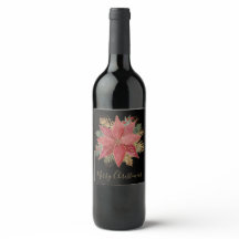 Elegante Flor de Poinsettia Vermelho Dourado Feliz