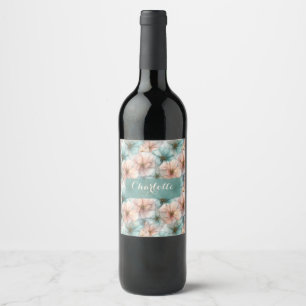 Rótulo De Garrafa De Cerveja Elegante Floral Personalizado Rosa e Verde Vintage
