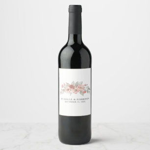 Rótulo De Garrafa De Cerveja Elegante Floral Rosa Bege Água-Marinha Casamento