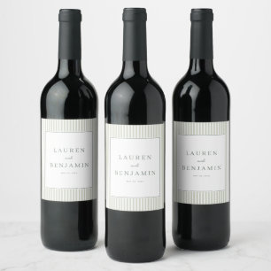 Rótulo De Garrafa De Cerveja Elegante Listrado Verde Minimalista