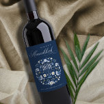 Rótulo De Garrafa De Cerveja Elegante Marinho Clássico Azul Feliz Hanukkah Flor<br><div class="desc">Se precisar de mais alguma personalização,  por favor,  sinta-se à vontade para me enviar uma mensagem em yellowfebstudio@gmail.com.</div>