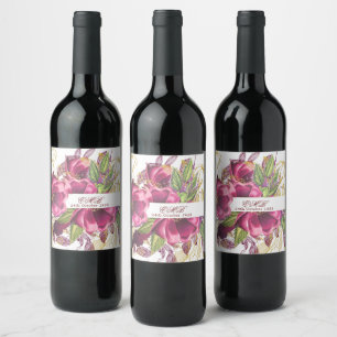 Rótulo De Garrafa De Cerveja Elegante Milestone Birthday Burgundy Chic Floral