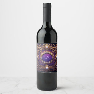 Rótulo De Garrafa De Cerveja Elegante Moldura Dourada com Pérolas