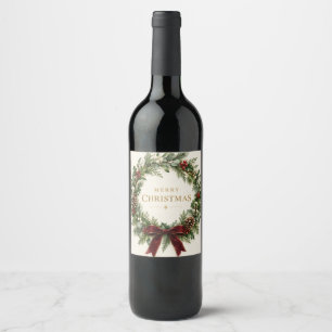 Rótulo De Garrafa De Cerveja Elegante Natal Botânico, Folhagem Vintage