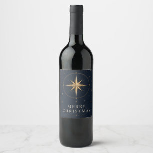 Rótulo De Garrafa De Cerveja Elegante Natal Celestial, estilo Midnight Navy