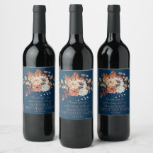 Elegante Outono Aquarela Floral Azul Marinho