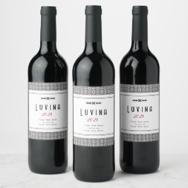 Rótulo De Garrafa De Cerveja Elegante Padrão Floral Sem Costura em Preto e Bran