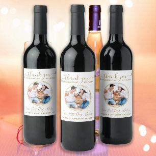 Rótulo De Garrafa De Cerveja Elegante Personalizado Dourado Obrigado Foto Casam