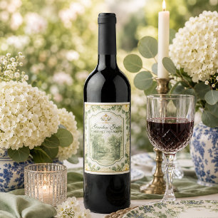 Rótulo De Garrafa De Cerveja Elegante Propriedade com Porta de Jardim Floral