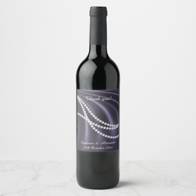 RÓTULO DE GARRAFA DE CERVEJA ELEGANTE PURPLE SATIN PEARL PERSONALIZÁVEL (Frente)