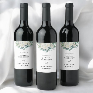 Rótulo De Garrafa De Cerveja Elegante Rosa Branca Verdejante Floral Casamento