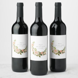 Rótulo De Garrafa De Cerveja Elegante Rosa Romance Wedding