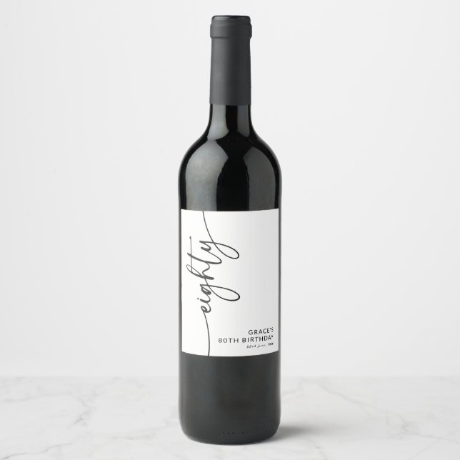 Rótulo De Garrafa De Cerveja Elegante Roteiro Oitenta 80º Aniversário (Frente)