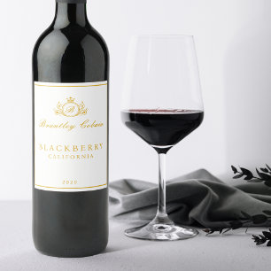 Rótulo De Garrafa De Cerveja Elegante Rótulo Branco de Vinho Monograma Vintage