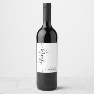 Rótulo De Garrafa De Cerveja Elegante Rótulo de Vinho com Letra de 30 Anos