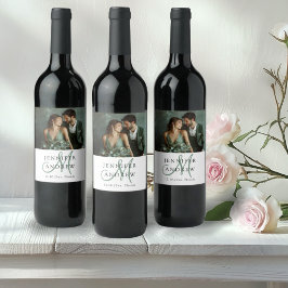 Rótulo De Garrafa De Cerveja Elegante rótulo de vinho de casamento com foto e m