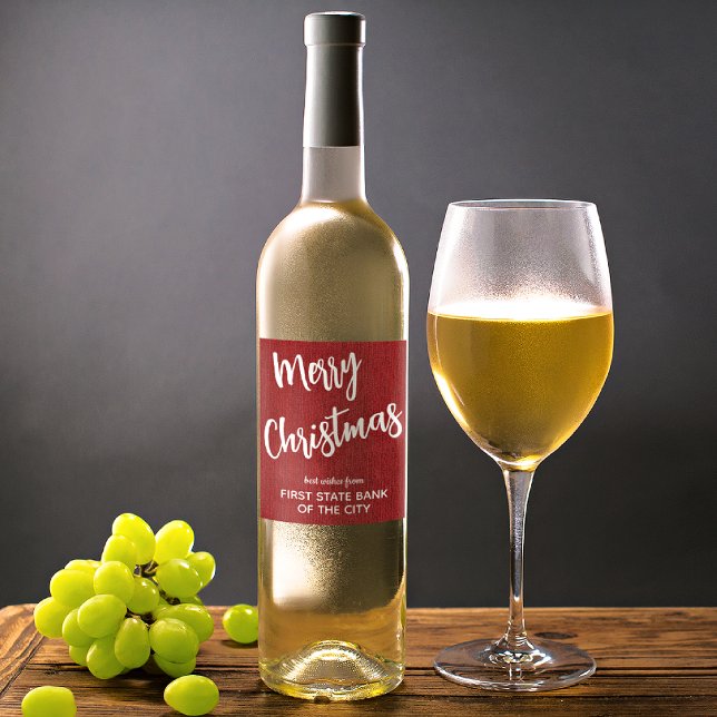 Rótulo De Garrafa De Cerveja Elegante Rubi Vermelho Denim Branco Script Negócio (Criador carregado)