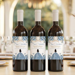 Rótulo De Garrafa De Cerveja Elegante Tiara de Princesa Quinceanera Azul Bebê D