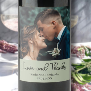 Rótulo De Garrafa De Cerveja Elegante Verde Salvia Casamento Amor e Gratidão Fo