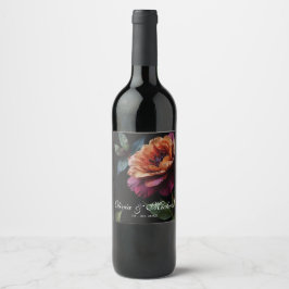 Rótulo De Garrafa De Cerveja Elegante vintage floral vermelho-pêssego boêmio so