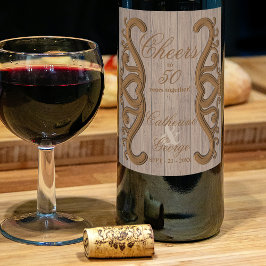 Rótulo De Garrafa De Cerveja Elegante Vintage Rustic 50º Aniversário de Casamen