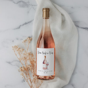 Rótulo De Garrafa De Cerveja Elegante Watercolor Vino Antes do Chá de panela Vo