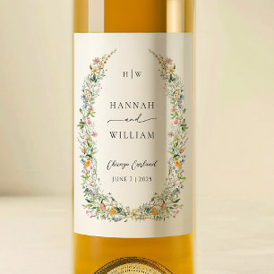 Rótulo De Garrafa De Cerveja Elegante Wildflower Wreath Wedding