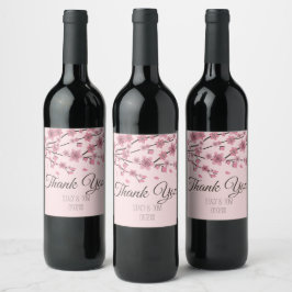 Rótulo De Garrafa De Cerveja Elegantes Pétalas de Árvore de Cerejeira Rosa Casa