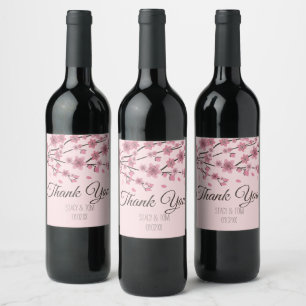 Rótulo De Garrafa De Cerveja Elegantes Pétalas de Árvore de Cerejeira Rosa Casa