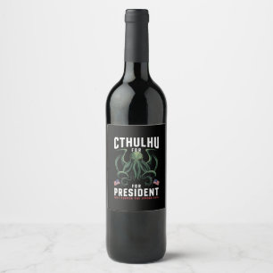 Rótulo De Garrafa De Cerveja Eleições Divertidas de 2024 Cthulhu para President