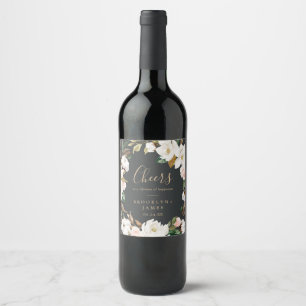 Rótulo De Garrafa De Cerveja Elogios elegantes do preto da magnólia que Weddin