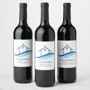 Rótulo De Garrafa De Cerveja Empresa de Imóveis Blue Home Logotipo Moderno Pers