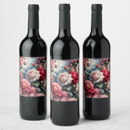 Rótulo De Garrafa De Cerveja Encanto Floral Rosa Atemporal