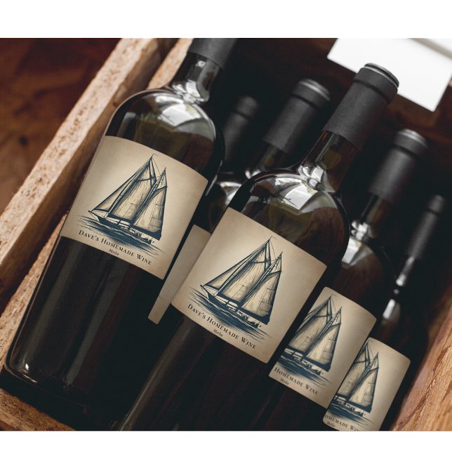 Rótulo De Garrafa De Cerveja Endereço de Devolução Náutico de Velejador de Velh (Custom Sailboat Vintage Homemade Wine Labels)