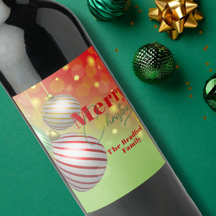 Rótulo De Garrafa De Cerveja Enfeites de natal Estimulados Vermelhos Verde Dour