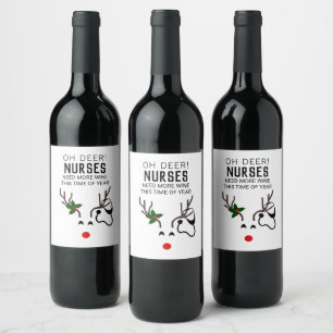 Rótulo De Garrafa De Cerveja Enfermeira Enfermeira de Natal Estetoscópio