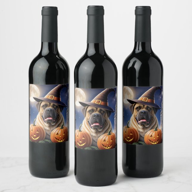 Rótulo De Garrafa De Cerveja Englische Dogge Mastiff Halloween  (Garrafas)