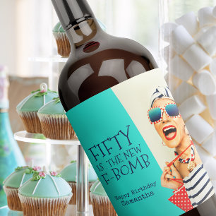 Rótulo De Garrafa De Cerveja Engraçado Cinquenta é o Novo Aniversário da Bomba-