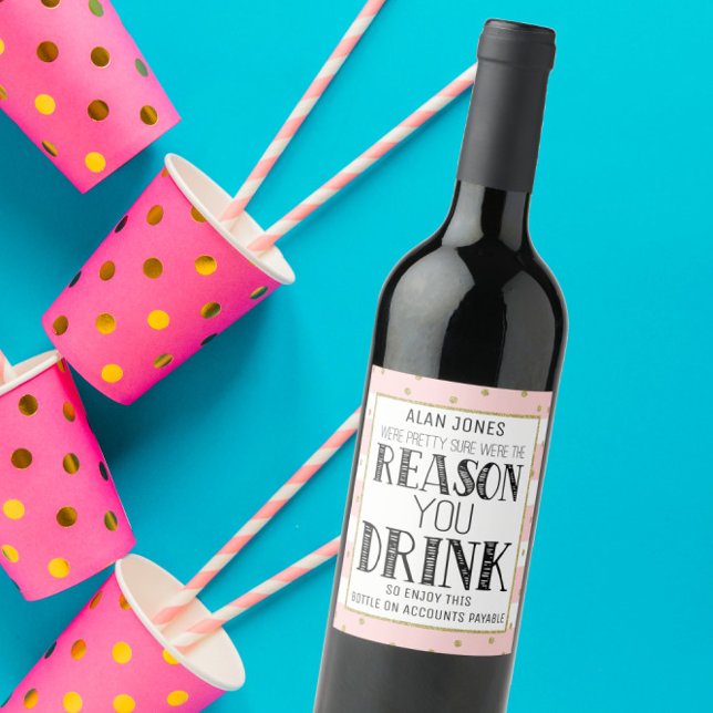 Rótulo De Garrafa De Cerveja Engraçado Dourado vinho rosa Dom razão para você b (Criador carregado)