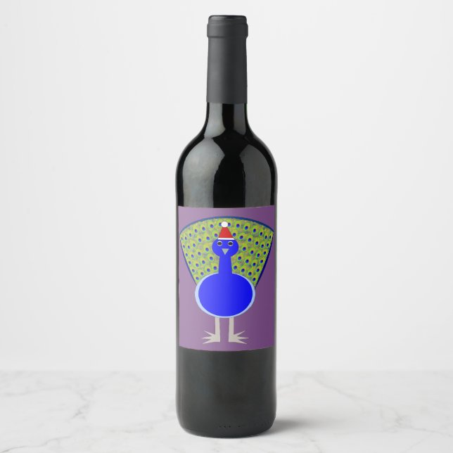 Rótulo De Garrafa De Cerveja Engraçado Peacock de Natal (Frente)