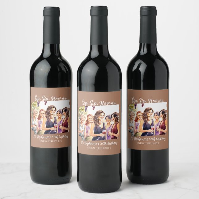 Rótulo De Garrafa De Cerveja Engraçado Queda Provando de vinho da mulher 50º an (Garrafas)