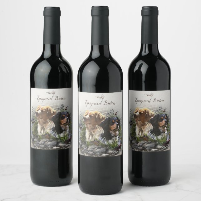 Rótulo De Garrafa De Cerveja Epagneul Breton, Bretanha Spaniel (Garrafas)