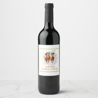 Rótulo De Garrafa De Cerveja Equestre de Corridas Elegante Whimsical