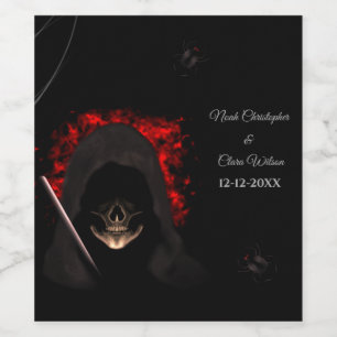 Rótulo De Garrafa De Cerveja Escaravelho vermelho-escuro, cabeça-branca-gótica,