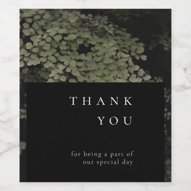 Rótulo De Garrafa De Cerveja Escuro e Moody Ferns Modern Favor Sticker (Rótulo Único)