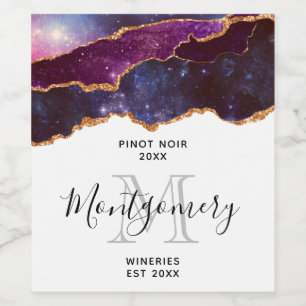 Rótulo De Garrafa De Cerveja Espaço Azul e Roxo e Estrelas Agitam Fazer de Vin