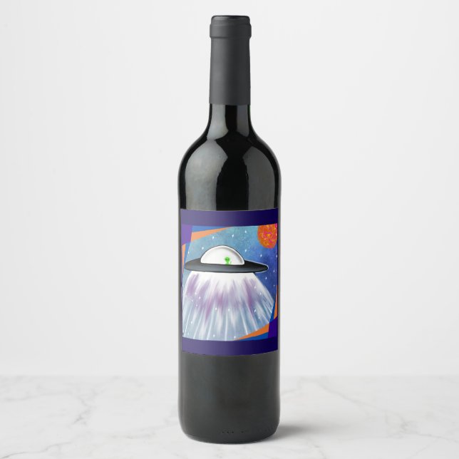 Rótulo De Garrafa De Cerveja Espaço de OVNI da espaçonave de alienígena (Frente)