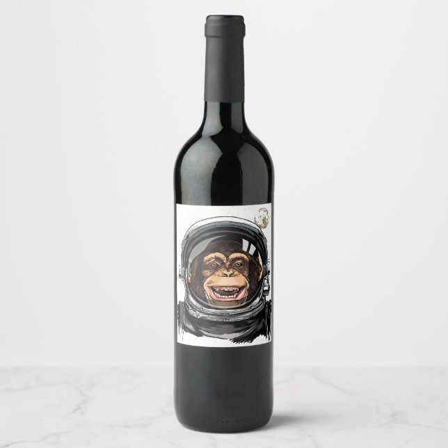 Rótulo De Garrafa De Cerveja Espaço Exterior Macaco Astronauta Zoológico Selvag (Frente)